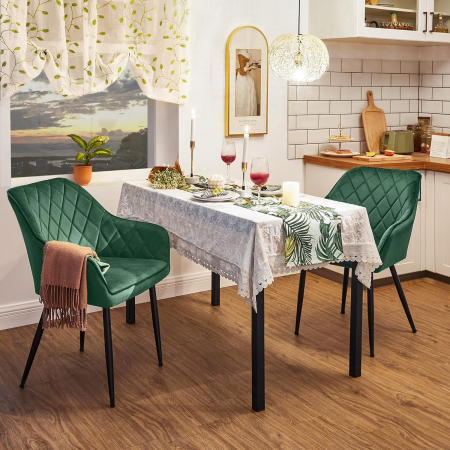 Scaun living tapitat din catifea cu cotiere, sarcina 110 kg, 63x60x85 cm, verde [6]