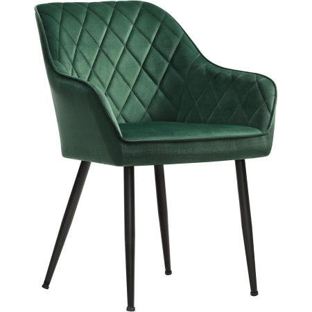 Mobila - SONGMICS Scaun living tapitat din catifea cu cotiere, sarcina 110 kg, 63x60x85 cm, verde