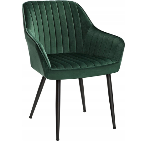 Mobila - SONGMICS Scaun living tapitat din catifea cu cotiere, sarcina 120 kg, 63x60x85 cm, verde