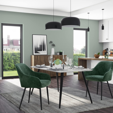 Scaun living tapitat din catifea cu cotiere, sarcina 120 kg, 63x60x85 cm, verde [3]