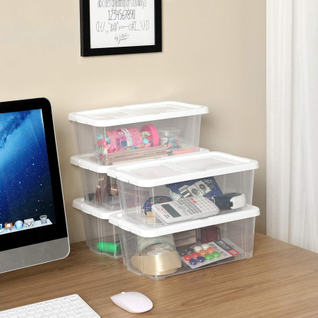 SONGMICS Set 12 cutii de depozitare pantofi, stivuibile, cu capac din plastic, pentru pantofi pana la marimea 41 [5]