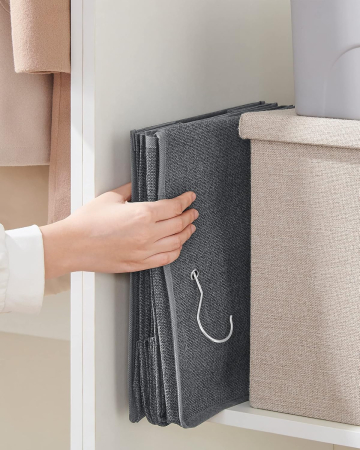 Set 2 bucati organizatoare suspendate pentru dulap, 5 rafturi, pliabil, 30x30x90 cm, gri [9]