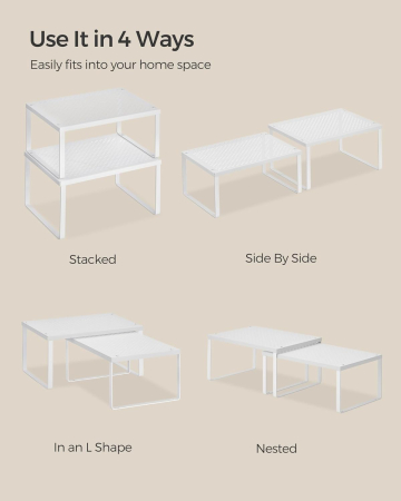 Set 2 rafturi de bucatarie suprapozabile, pentru ustensile sau condimente, 32x23x15 cm, alb [2]