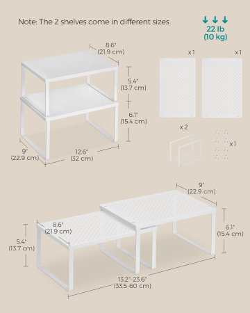 Set 2 rafturi de bucatarie suprapozabile, pentru ustensile sau condimente, 32x23x15 cm, alb [1]