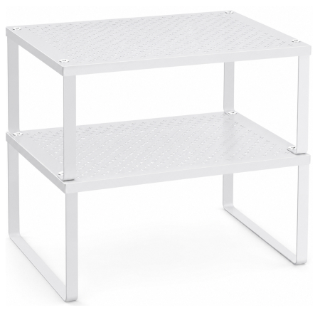 Bucatarie - Set 2 rafturi de bucatarie suprapozabile, pentru ustensile sau condimente, 32x23x15 cm, alb