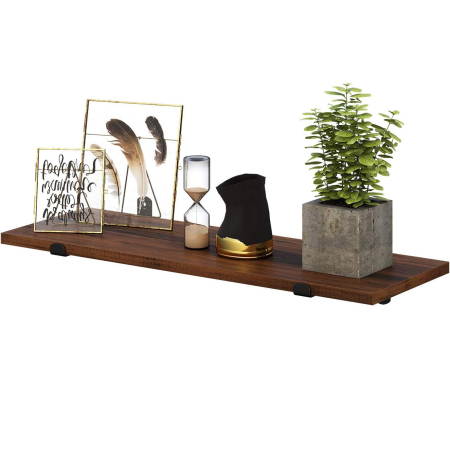 SONGMICS Set 2 rafturi de perete plutitoare, MDF cu efect de lemn vintage, 60x20cm, 15 kg per raft, maro rusic [3]