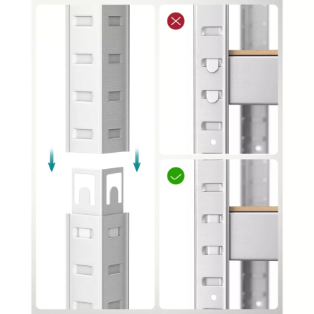 Set 2 rafturi metalice cu 4 polite MDF reglabile, 80x40x160 cm, gri [5]