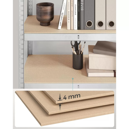 Set 2 rafturi metalice cu 4 polite MDF reglabile, 80x40x160 cm, gri [4]