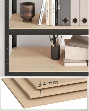 Set 2 rafturi metalice cu 4 polite MDF reglabile, 80x40x160 cm, negru [1]