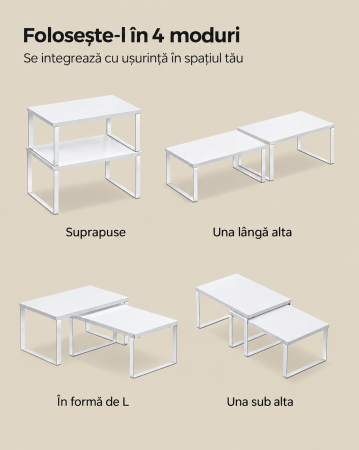Set 2 rafturi organizatoare pentru bucatarie, suporturi pentru condimente, recipiente si accesorii, configurare flexibila suprapuse, separate [3]