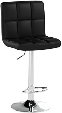 Set 2 scaune bar reglabile pe inaltime, cu spatar, sezut PU si suport picioare, rotatie 360Â°, 38x45x115 cm, negru [1]