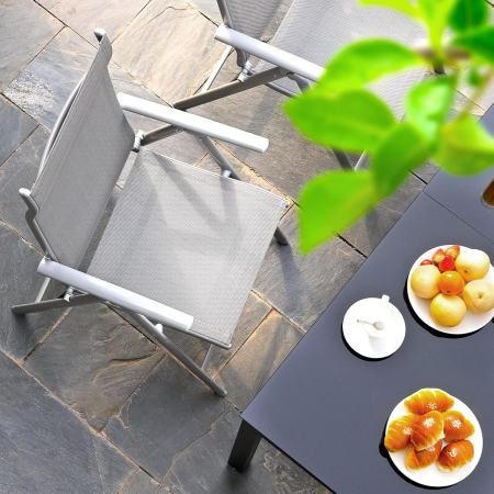 Set 2 scaune gradina pliabile cu spatar reglabil 8 pozitii, 150 kg, 56x70x106 cm, gri [4]