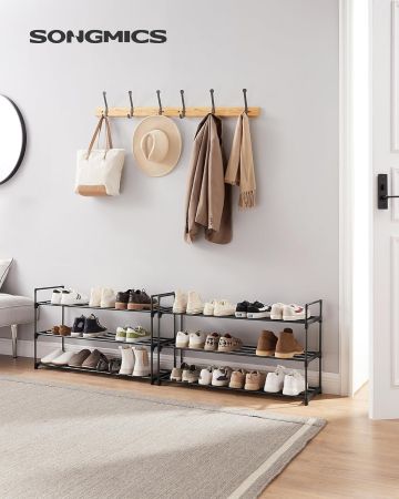 Set 2 suporturi pentru pantofi cu 3 niveluri, structura metalica, 30x92x54 cm, negru [6]