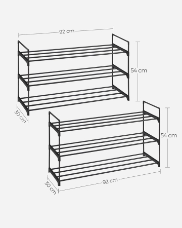 Set 2 suporturi pentru pantofi cu 3 niveluri, structura metalica, 30x92x54 cm, negru [3]