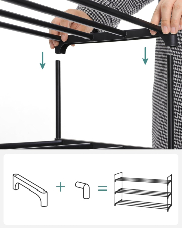 Set 2 suporturi pentru pantofi cu 3 niveluri, structura metalica, 30x92x54 cm, negru [1]