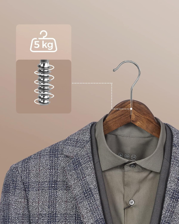 Set 20 umerase pentru organizarea hainelor in dressing, din lemn masiv de artar, bara antiderapanta pentru pantaloni, carlige rotative 360°, [7]
