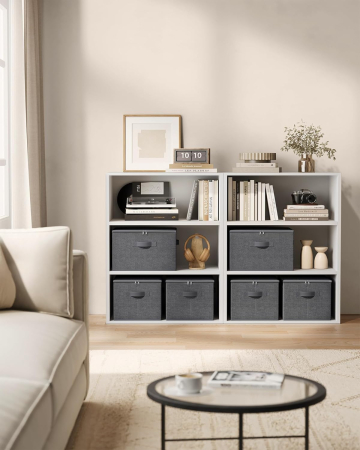 Set 3 cutii de depozitare pliabile, organizatoare pentru dulap, textil, 40x30x25 cm, gri [3]