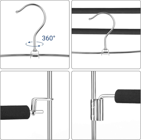 Set 3 umerase multifunctionale pentru pantaloni cu 5 bare rotative la 90° fiecare pentru economisirea spatiului in dulap, protectie antialune [6]