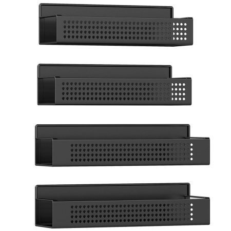 Bucatarie - Set 4 rafturi metalice pentru condimente, fara gaurire, magnetice compatibile cu suprafete metalice, negru