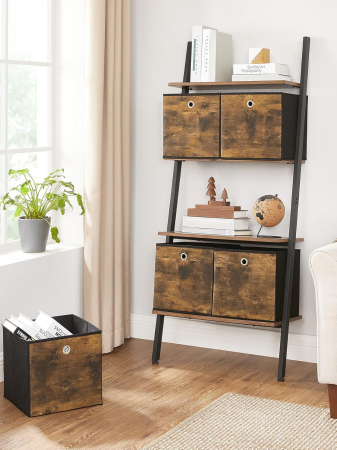 Set 6 cutii depozitare pliabile cu maner, textil oxford, compatibile raft cubic 30 cm, 30x30x30 cm, maro rustic [4]