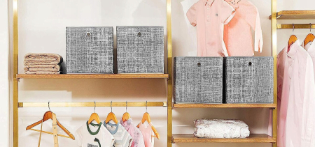 SONGMICS Set 6 cutii de depozitare, pliabile, din material textil, 30x30x30 cm, gri [2]