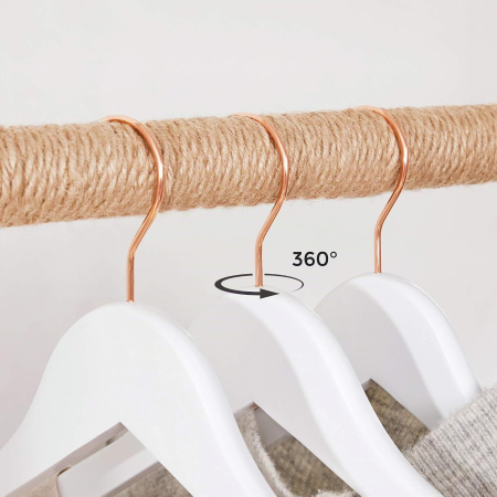 Set de 20 de umerase din lemn, cu bara antiderapanta pentru pantaloni si carlig rotativ, 45 cm, alb [4]