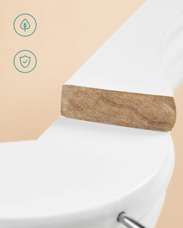 SONGMICS Set de 20 umerase din lemn, cu bara anti-alunecare pentru pantaloni, carlig pivotant la 360°, 45cm, alb [1]