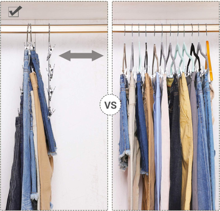 SONGMICS Set de 3 umerase pentru pantaloni, capacitate 4 perechi per umeras, 32cm, argintiu [6]