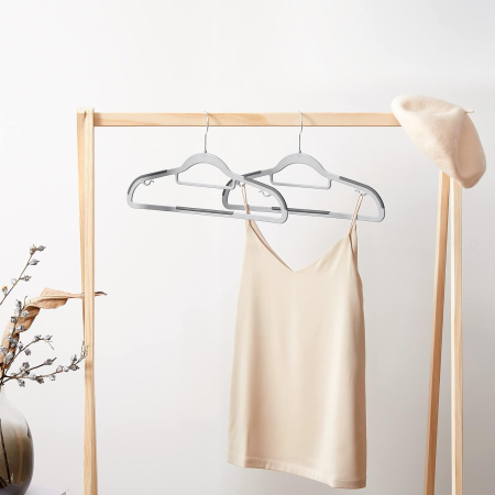 Set de 30 de umerase pentru haine, anti-alunecare, bara de cravata si carlig pivotant, 42cm, gri [8]