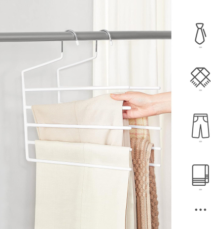 Set de 4 umerase pentru pantaloni, anti-alunecare, capacitate 5 perechi per umeras, 32cm, alb [3]