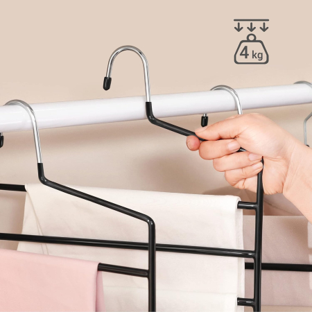 SONGMICS Set de 4 umerase pentru pantaloni, cu 5 bare, 32x35cm, negru [5]