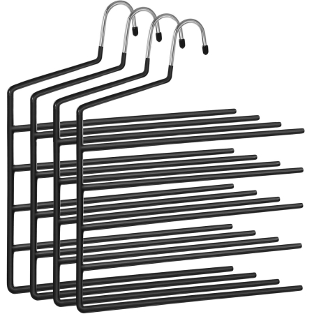 Decoratiuni si articole casa - SONGMICS Set de 4 umerase pentru pantaloni, cu 5 bare, 32x35cm, negru