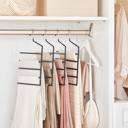 SONGMICS Set de 4 umerase pentru pantaloni, cu 5 bare, 32x35cm, negru [3]