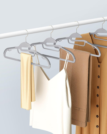 SONGMICS Set de 50 de umerase pentru haine, anti alunecare, bara de cravata si carlig pivotant, 42 cm, gri [9]