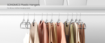 SONGMICS Set de 50 de umerase pentru haine, anti alunecare, bara de cravata si carlig pivotant, 42 cm, gri [3]