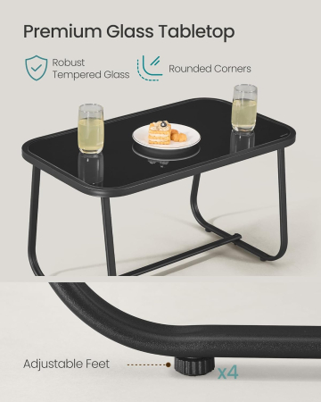 Set mobilier gradina 4 locuri, 2 scaune balansoar, canapea si masa, cadru metalic, negru [2]