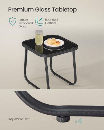 Set mobilier gradina cu 2 scaune balansoar si masa, cadru metalic, negru [6]