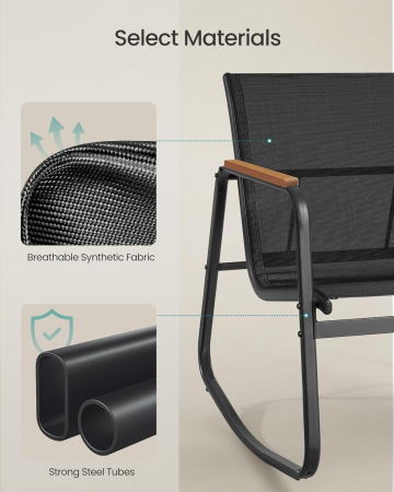 Set mobilier gradina cu 2 scaune balansoar si masa, cadru metalic, negru [5]