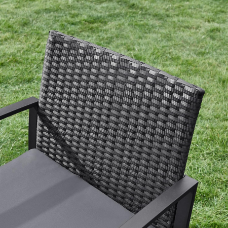 Set mobilier pentru gradina cu 2 scaune cu perne si masuta, cadru metalic, impletitura PE, negru si gri [2]