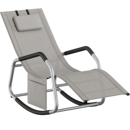Gradina & balcon - Sezlong balansoar gradina, cu tetiera reglabila si buzunar lateral, cadru otel, maxim 150 kg, 151x56x97 cm, gri