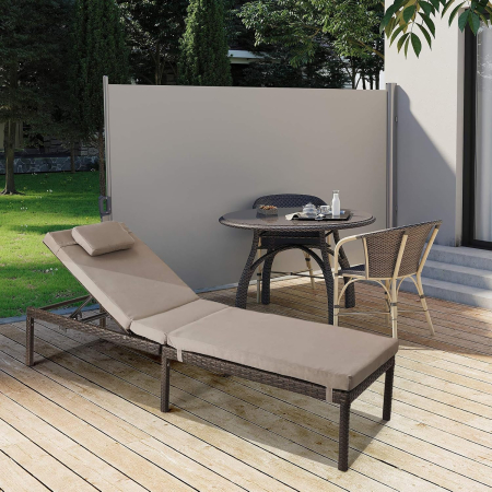 Sezlong gradina cu saltea groasa si tetiera, ratan PE si metal, maxim 150 kg, 195x65x40 cm, maro [7]