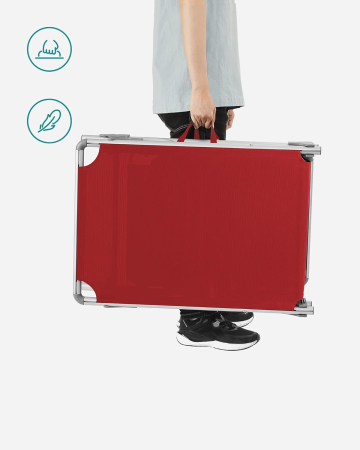 Sezlong pliabil, cadru usor din aluminiu, cu parasolar, spatar reglabil in 5 pozitii, maxim 150kg, 193x55x31cm, rosu [3]