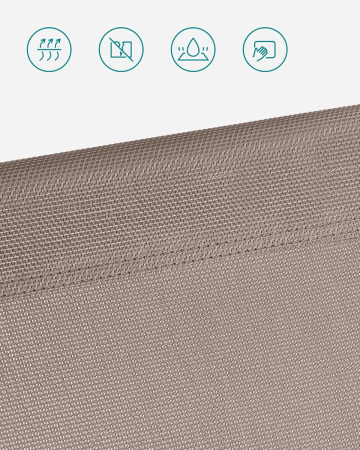 Sezlong pliabil cu parasolar si tetiera, spatar reglabil 4 pozitii, tesatura sintetica respirabila, max 150 kg, 200x71x38 cm, taupe [5]