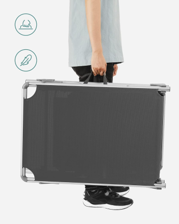 Sezlong pliabil, cu parasolar, spatar reglabil in 5 pozitii, maxim 150kg, 193x55x31cm, gri [7]