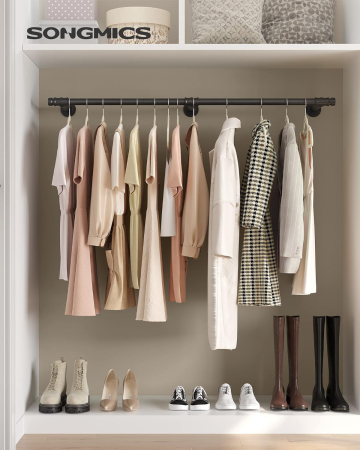 Sina metalica de agatat haine, montare pe perete, aspect industrial, 30x7x170 cm, negru [1]