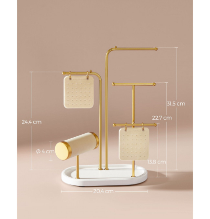 SONGMICS Stand suport pentru depozitare si expunere bijuterii, otel, 11x20x32 cm, auriu [5]