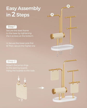 SONGMICS Stand suport pentru depozitare si expunere bijuterii, otel, 11x20x32 cm, auriu [6]