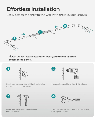 Suport bara de perete pentru haine, stil industrial, metal, 92x30 cm, negru [5]