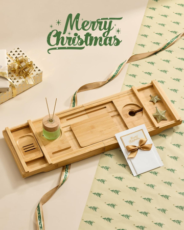 SONGMICS Suport cada extensibil din bambus, pliabil, 70–96 cm, bej natur [4]