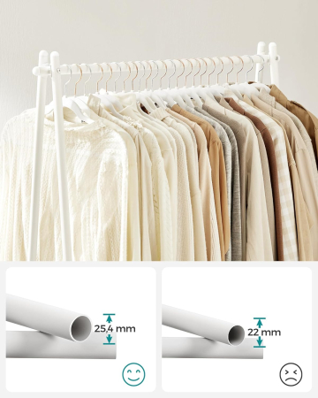 Suport haine cu bara si raft inferior, cadru metalic, 93x34x153 cm, alb [2]